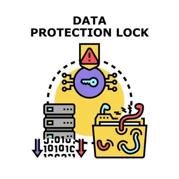 Data protection lock concept preventing cyberattack malware Stock Illustration