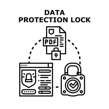 Data protection lock securing confidential information privacy Stock Illustration