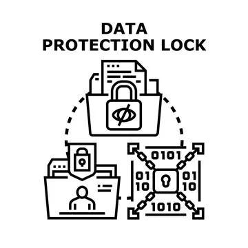 Data protection lock securing digital information and privacy Stock Illustration