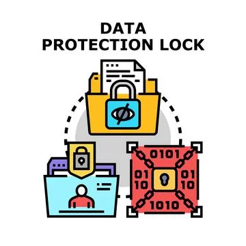 Data protection lock securing digital information and privacy Stock Illustration