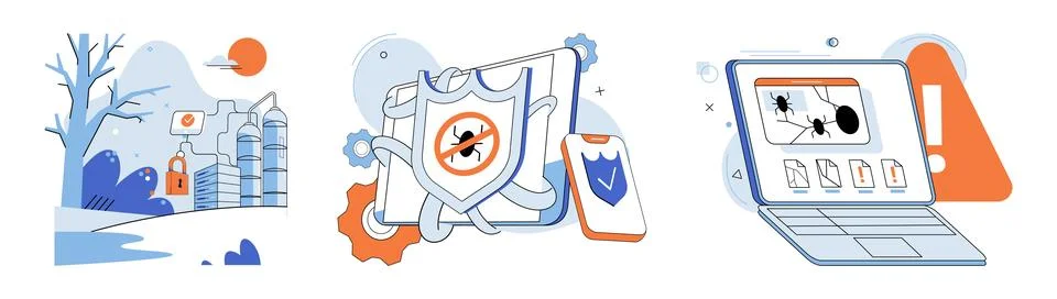 Data protection. Locking down sensitive datis fundamental concept in information Stock Illustration