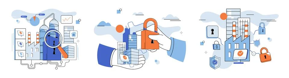 Data protection. Locking down sensitive datis fundamental concept in information Stock Illustration