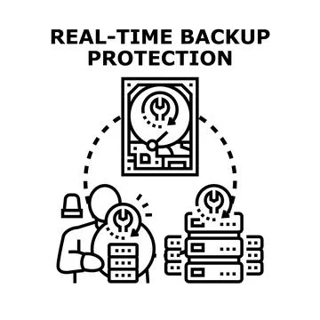 Data protection managing system for real time backup Stock Illustration