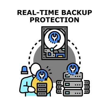 Data protection managing system for real time backup Stock Illustration