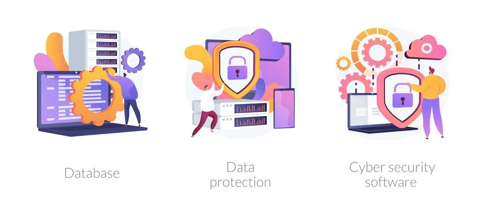 Data protection metaphors set Illustrazione stock