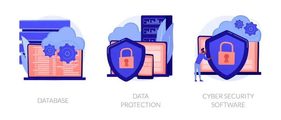 Data protection metaphors set Stock Illustration