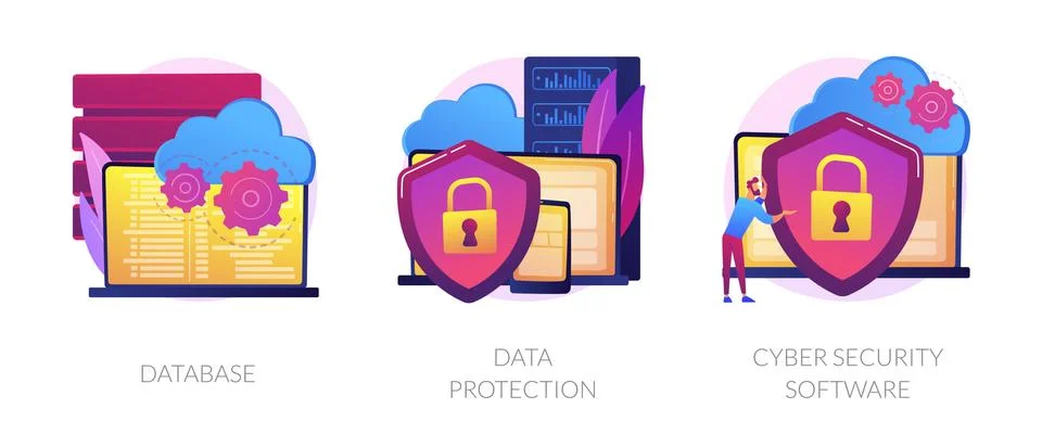 Data protection metaphors set Stock Illustration