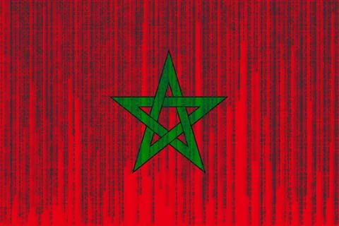 Data protection Morocco flag. Morocco flag with binary code. 库存照片