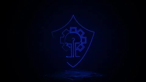 Data protection in neon effect mp4 video Stock Illustration