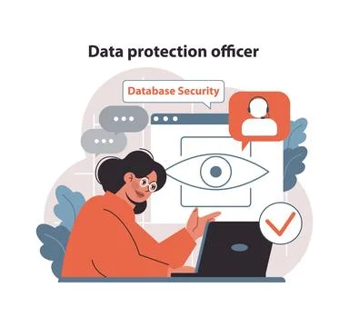 Data protection officer concept. Flat vector illustration. Illustrazione stock