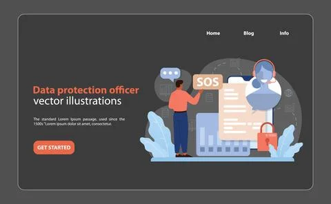 Data protection officer concept. Flat vector illustration Illustrazione stock
