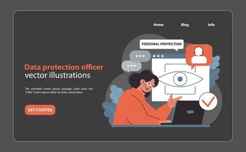 Data protection officer concept. Flat vector illustration. Illustrazione stock