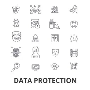 Data protection, online security, hacker, safety, access, privacy, guard line イラスト素材
