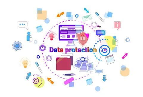 Data Protection Online Secutiry Concept Protection Banner Stock Illustration