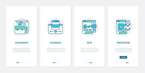 Data protection optimization technology UX, UI onboarding mobile app page screen Illustrazione stock