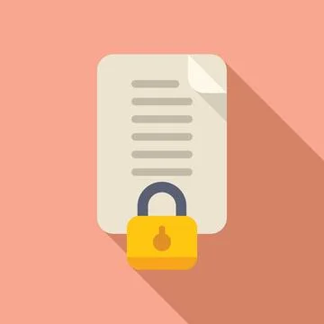 Data protection padlock icon flat vector. Copyright protect Stock Illustration