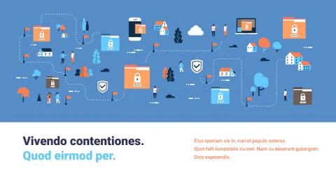 Data protection padlock security privacy database concept folder password Stock Illustration