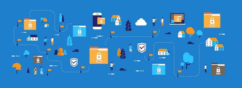 Data protection padlock security privacy database concept folder password Stock Illustration