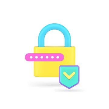 Data protection password identification access information security 3d icon r Stock Illustration