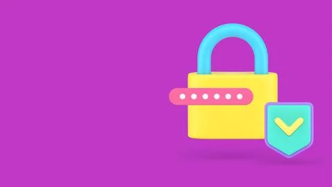 Data protection password identification access information security 3d icon.. Stock Illustration