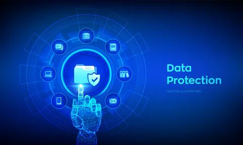 Data protection. Personal data security concept on virtual screen. Protected  Stock Illustration