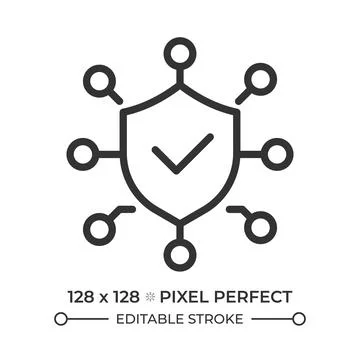 Data protection pixel perfect line icon Stock Illustration