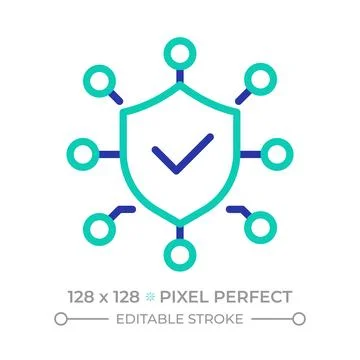 Data protection pixel perfect two color line icon Stock Illustration