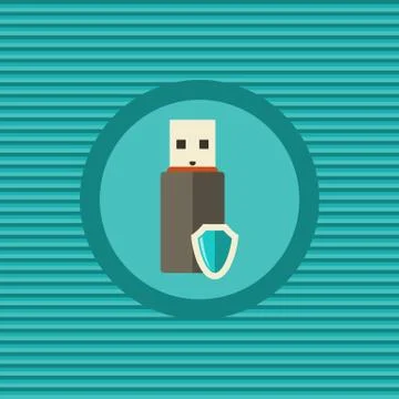 Data protection in portable devices flat icon Stock Illustration