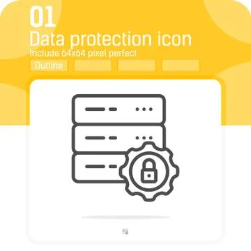 Data protection premium icon with thin outline or line style Illustrazione stock