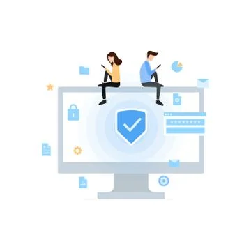 Data Protection privacy and internet security flat poster Stock Illustration