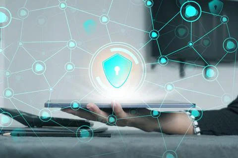 Data protection privacy concept. GDPR. Cyber security network connection 스톡 사진