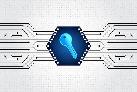 Data protection privacy concept. Key icon and internet technology networking  Stock Illustration