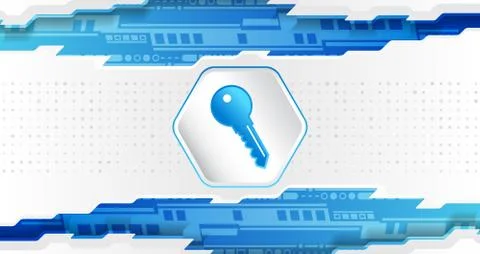 Data protection privacy concept. Key icon and internet technology networking  Stockillustratie