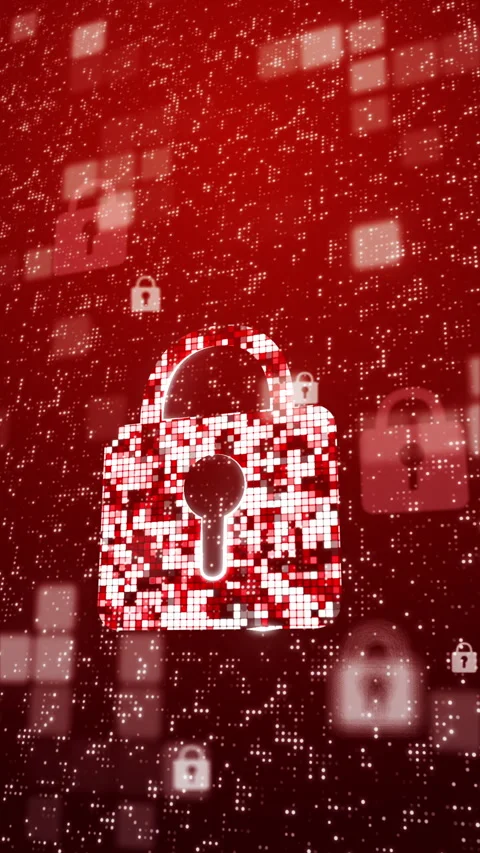 Data protection privacy concept. Padlock icon and internet technology networking Stock Footage 307219777