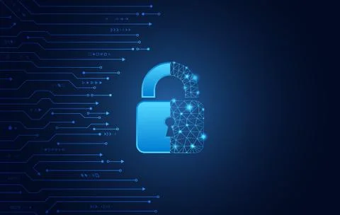 Data protection privacy concept. Padlock icon and internet technology network Stock Illustration