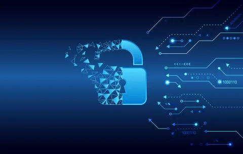 Data protection privacy concept. Padlock icon and internet technology network Stock Illustration