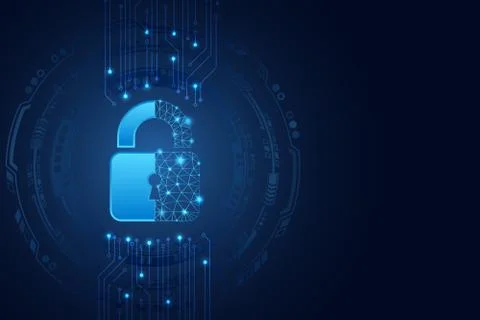 Data protection privacy concept. Padlock icon and internet technology network Stock Illustration