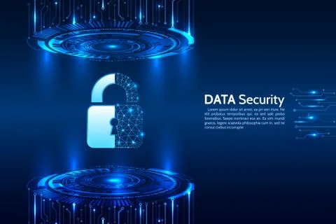 Data protection privacy concept. Padlock icon and internet technology network イラスト素材