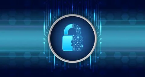 Data protection privacy concept. Padlock icon and internet technology network Illustrazione stock