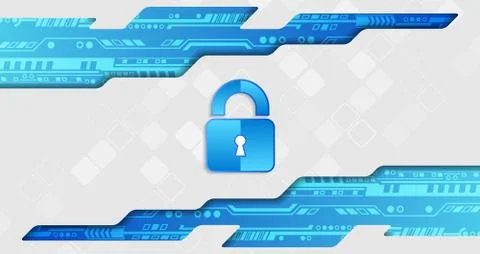 Data protection privacy concept. Padlock icon and internet technology network Stock Illustration