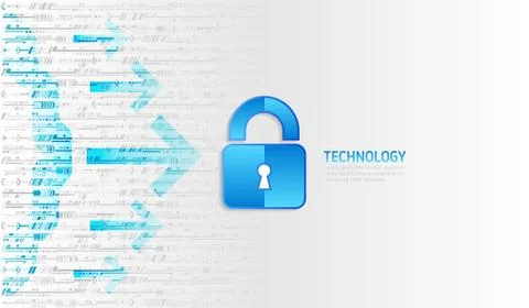 Data protection privacy concept. Padlock icon and internet technology network 스톡 일러스트