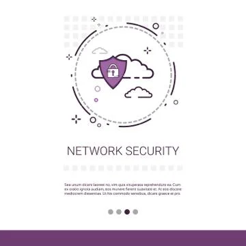 Data Protection Privacy Internet Information Network Security Web Banner With Illustrazione stock