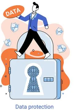 Data protection, privacy, internet security. Secure data management protect data Stock Illustration