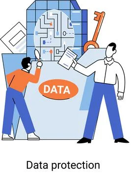 Data protection, privacy, internet security. Secure data management protect data Illustrazione stock