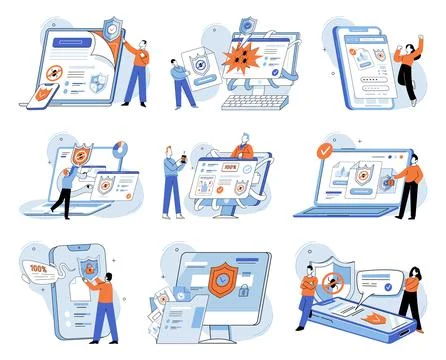 Data protection. Protecting sensitive information is crucial in digital age Stock Illustration