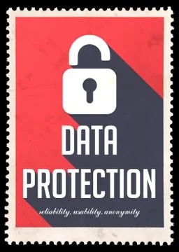 Data Protection on Red in Flat Design. Illustrazione stock