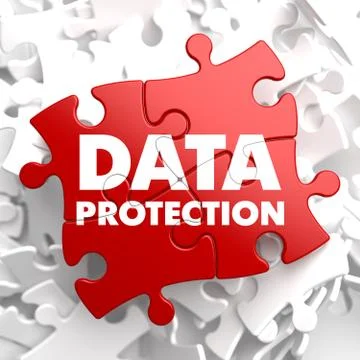 Data Protection on Red Puzzle. Illustrazione stock