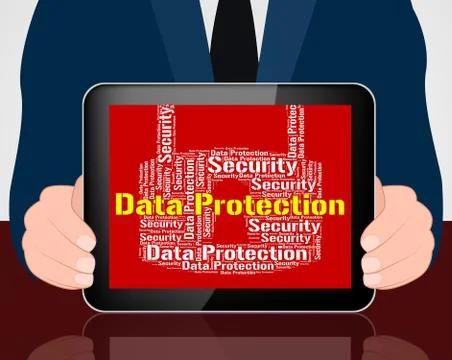 Data Protection Represents Forbidden Secured And Wordcloud Stockillustratie
