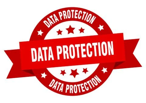 Data protection round ribbon isolated label. data protection sign Stock Illustration