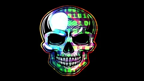 Data protection. Safety online security. A skull made of binary digital code. Stock Footage 280025288
